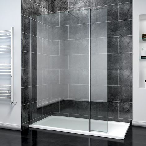 ELEGANT 700mm Wet Room Shower Screen Panel 8mm Easy Clean Glass Walk In Shower Enclosure with 300mm Flipper Panel