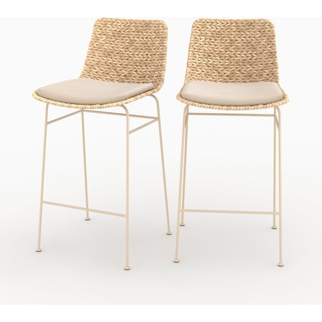 Lot de 2 chaises pour îlot central 66 cm en matière naturelle - Faro