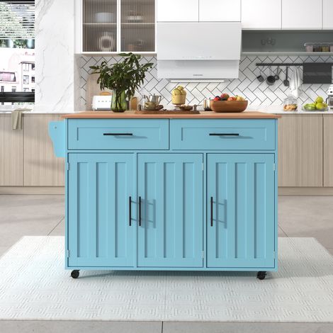 Mobile cucina con piano pieghevole e ruote 129 cm OKMYHOME (1/5)
