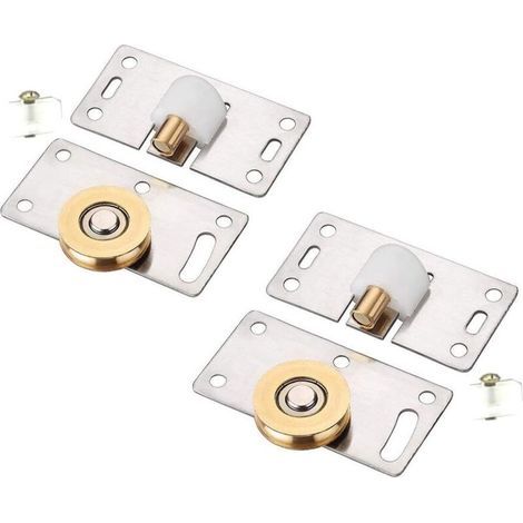 Lot de 2 roulettes coulissantes pour porte coulissante - Diamètre de la roue - Meubles de porte coulissante - Pour armoire, placard, fenêtre, portes coulissantes (1/4)