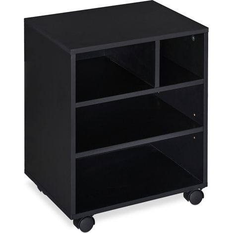 Cassettiera con ruote mobile ufficio archiviazione pratica 60 x 40 x 40 cm in legno nero 130009887