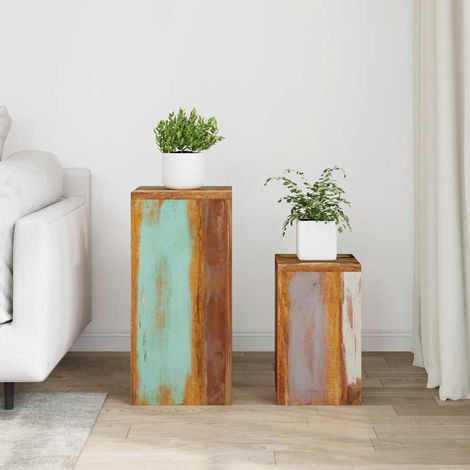 Lot de 2 Tables Basses Tables d'appoint Table à café Bois de récupération massif BV40047 (1/5)