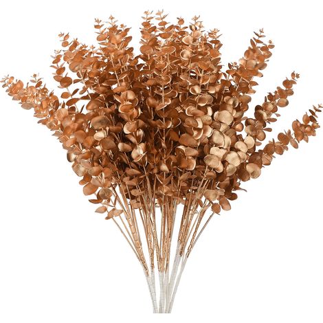 Länge 40 cm (6 Teile/Spezifikationen des goldenen Eukalyptus: Gesamtlänge 84 cm, 5 Zweige, Abschnitt der Blätter 30 cm) Künstliche Blumen zu Weihnachten (1/2)