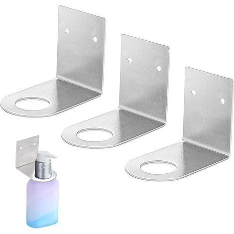 3 Pieces Support Mural pour Pompe à Main,Distributeur Savon Mural, Crochet Porte-Bouteille, Porte-Shampooing pour Cuisine, Salle de Bainle - Diamètre Trou 28 mm (1/5)