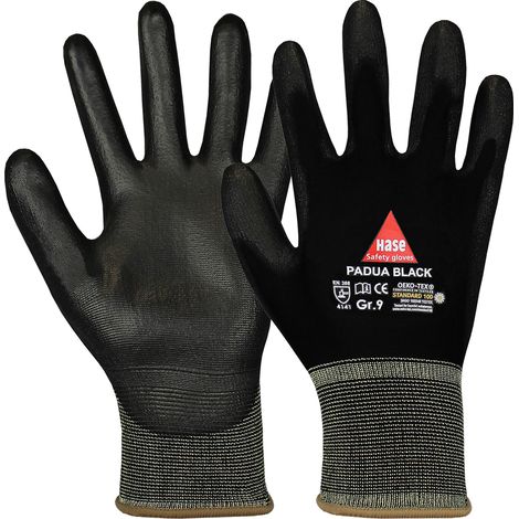Hase Montagehandschuhe Padua Black Größe 7, Nylon 10 Stk