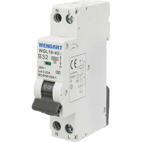 RCBO Disjoncteur Différentiel 1P+N B32 Type A 30mA Courbe B (Protection de Ligne Longue) - Format Compact 1 Module (18mm) Pouvoir de Coupure 6kA Sécurité Plaques Induction et Maison Bois (1/5)