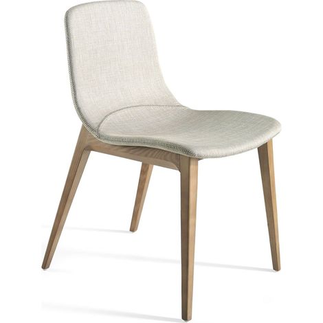 Chaise avec pieds bois massif de frêne tapissé - Gris, noyer (1/5)