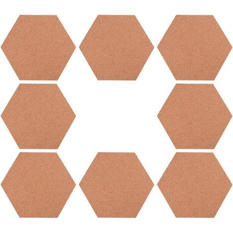 Lot de 8 tableaux muraux hexagonaux adhésifs en liège, avec photos, affichage et messages. Accessoires de décoration murale pour la maison et le bureau (Li)-20X17.5CM-Brown (1/3)