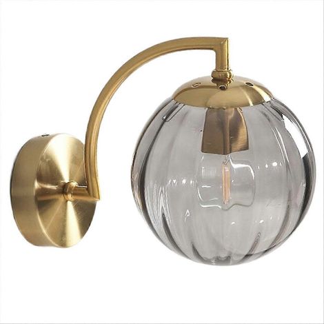 Applique murale moderne à côté de la chambre, boule de verre, applique LED, luminaire d'ambiance pour salon, lampe d'escalier, gris clair (1/5)