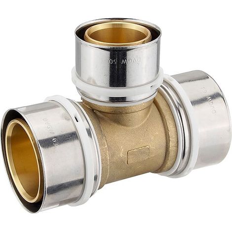 Pressfitting-T-Stück - Mittelabgang reduziert - 63 x 4,5 - 50 x 4,0 - 63 x 4,5 mm für MV-Rohr