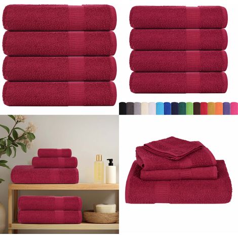 Toallas de ducha FROGN 4 uds burdeos 70x140 cm 360 g/m² - Toalla de ducha - Toalla de algodón