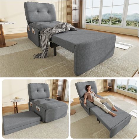 Canapé-lit multifonctionnel moderne 2 en 1, 195 x 81,5 cm, fauteuil, méridienne confortable, idéal pour les petits appartements, revêtement en lin, canapé-lit invisible, surface de couchage de 165 x 8 (1/5)