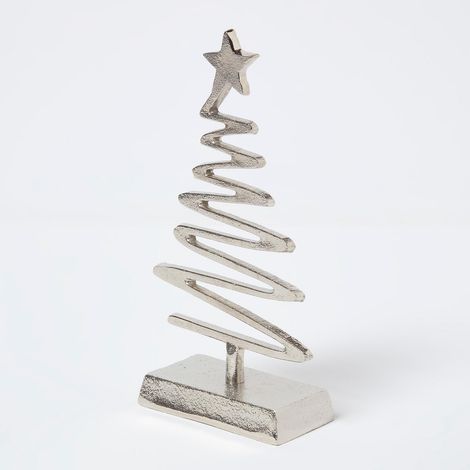 HOMESCAPES Silver Coiled Tree Ornament with Star (1/5)