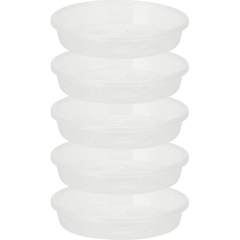 Platillos para macetas – Platillos transparentes de PP para macetas de 5 pulgadas – Drenaje y protección (paquete de 5) (1/2)