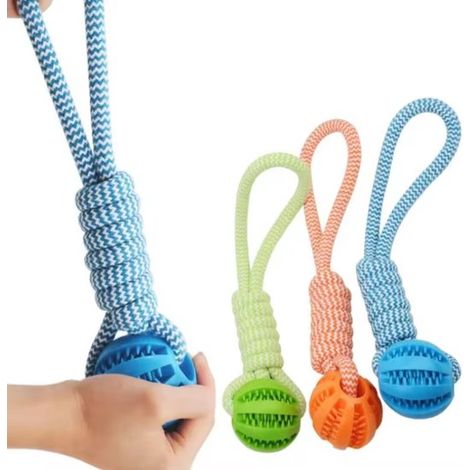 Jouet à mâcher en corde tressée pour chien (1 pièce) avec surface antidérapante - Balle en corde entrelacée, idéale pour la mastication et le nettoyage des dents (1/3)