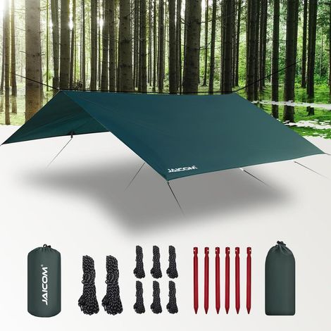 JAICOM Tarp Wasserdicht 3x3M Camping Zeltplane UV-Schutz Grün (1/5)