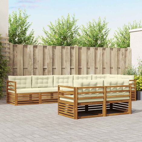 vidaXL Outdoor-Sofagarnitur mit Kissen 8 pcs Natur und Creme (1/5)