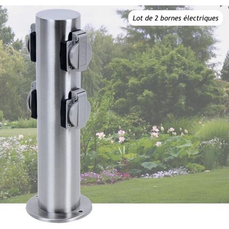 2 Multiprises Bornes Rondes 4 Prises Électriques Pour Jardin Et Extérieur (1/5)