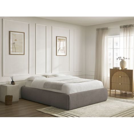 BOBOCHIC - Sommier coffre INERA tissu bouclette 160x200 Marron (1/5)