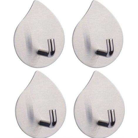 Lot de 4 Crochets Muraux Adhésifs en Acier Inoxydable – Porte-Serviettes Robuste sans Perçage pour Salle de Bain et Cuisine