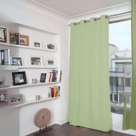 Rideau Phonique Occultant et Thermique "MOONDREAM" Vert tilleul 140x260 cm (1/4)