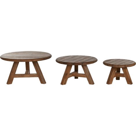 Mesa Centro Set 3 Teca Reciclada 80X80X45 (1/5)