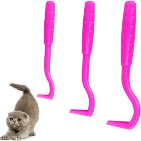3pcs dissolvant de tiques, dissolvant de poux de Chat de Chien, Crochet de Tique et Pince à poux, Accessoires Anti-poux,(Rose Rouge) (1/4)