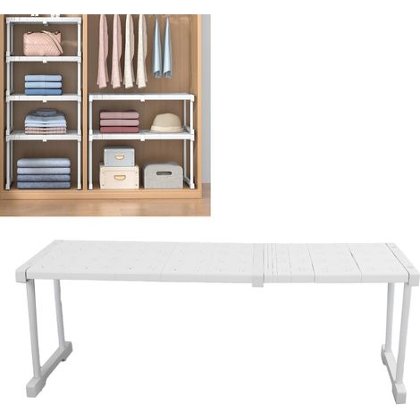 Étagère extensible en acier et plastique - Tablette de partition modulable pour placard/cabinet (24x32cm, charge 121lb) (1/5)