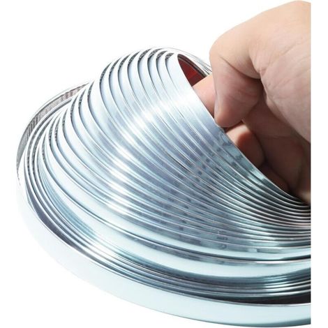 Baguette Chromée Autocollante,Chrome Bande de Garniture Voiture,Chrome Bande de Garniture Voiture,Universel Baguette Adhesive Décorative de Pare-Chocs Porte Car Trim Strip Protection (12mm5M) (1/3)