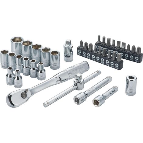 DeWALT Utensili - Set 37 pezzi chiavi a bussola con cricchetto da 1/4 DWMT19238-1