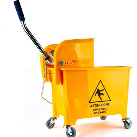 Carrello Lavapavimento Mocio Strizzatore "Clean Warning" - lt.20 di capienza - cm.63x27x67h.