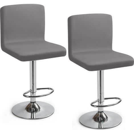 Barhockerbezüge 2er Set, Stretch Hussen für Bar & Esszimmerstühle, Grau (1/5)