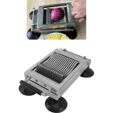 Cortador de verduras manual profesional, antideslizante, con 4 ventosas, 320 mm, para cortar fresas, tomates y kiwis. (1/5)