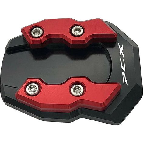 (PCx Rouge) Compatible avec les motos HONDA PCX125, PCX 125, 150, PCX150 et PCX160. Béquille latérale CNC, extension et support. Support agrandi. Puissance maximale. (1/4)