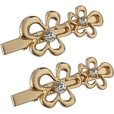 Pince À Cheveux - Fleur Métallique - 10 cm - Alliage - Doré Ou Argenté - 1 Pièce