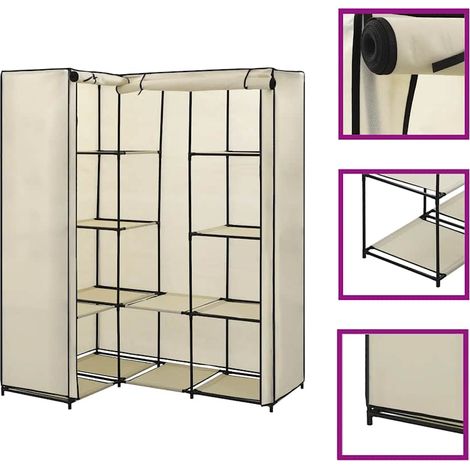 Eckkleiderschrank Creme 130 x 87 x 169 cm