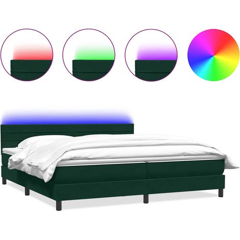 Maison Exclusive - Letto a Molle con Materasso e LED Verde Scuro 180x220 cm Velluto (1/5)