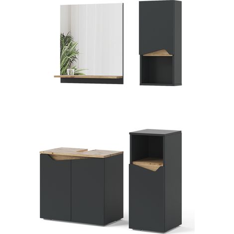 Conjunto de muebles de baño Marelle, Antracita, 4 partes, Vicco