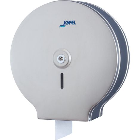 Jofel - Distributore industriale grande di rotoli di carta igienica, rotoli fino a 400m, diametro massimo 260mm, anima da 18 a 55mm, acciaio inox satinato AISI 201 con 0,8mm, Classic AE24300