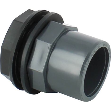 Multicuves – Trop-plein cuve eau 1000L – Sortie PVC 40/50 mm – Entrée filetée mâle 1''1/2 Pas gaz – Perçage 48 mm pour installation facile (1/5)