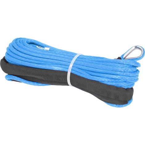 Câble de treuil 4,8mmx15m en fibre synthétique résistance 5500lbs imperméable pour remorque ATV UTV bleu