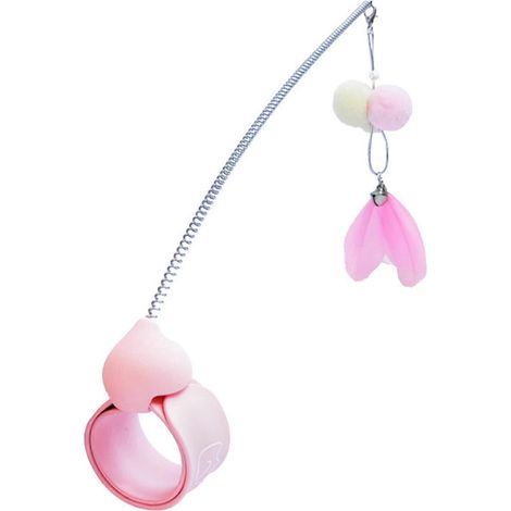 Pinkfarbenes Katzenangelspielzeug, 30 cm, lustig für Katzen/Kätzchen, mit Federn