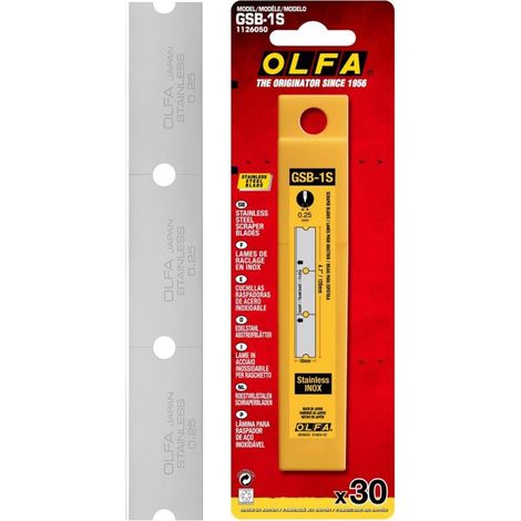 30 lames de cutter OLFA GSB-1S en acier inoxydable pour grattoir de vitre - CARPENTRAS SIGN - OL23514 (1/3)