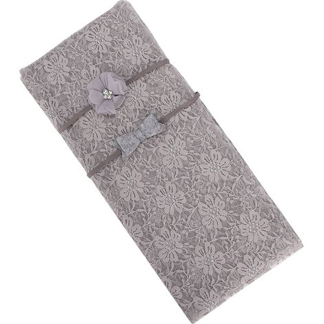 Accessoires pour séance photo de nouveau-né : couverture en dentelle avec bandeau pour cheveux (gris) (1/5)