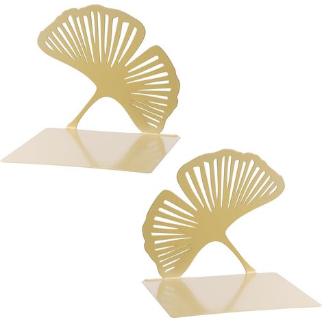 1 Paar Buchstützen aus Metall, Bücherstopper, Buchblöcke für Regale, Buchpresse für Büro, Schule, Zuhause (Gold)