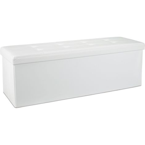 Pouf contenitore pieghevole versatile 38 x 114 x 38 cm design moderno finitura elegante in ecopelle grigia 130005127