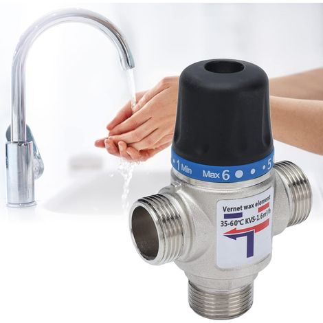 Vanne d'eau de mélange thermostatique à 3 voies, dispositif de contrôle de température à coupure automatique, grande vanne de mélange de flux(G3/4") (1/5)