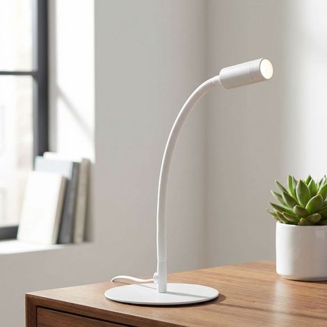 Lampada da tavolo Lampada da terra a LED Lampada da scrivania Faretto con braccio mobile, metallo, colore bianco, 3 watt, 240 lumen, H 44,3 cm (1/5)