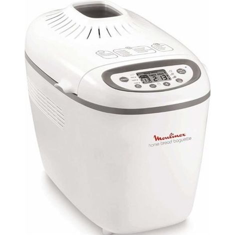 Machine à pain Moulinex OW610110 blanche 1,5 kg – 16 programmes automatiques – Option sans gluten – 2 pales de pétrissage – Écran LCD
