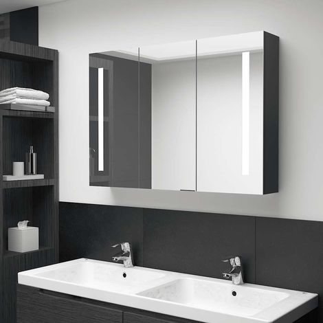 Teenpull – LED-Spiegelschrank fürs Bad 89x14x62 cm Glänzend Schwarz (1/5)